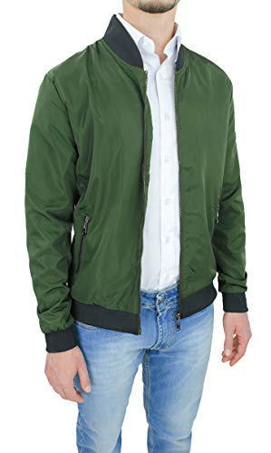 Collezione primavera estate Giubbino uomo estivo leggero slim fit Giacca giubbetto College elastico impermeabile (XXL, Verde)