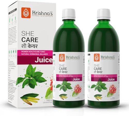 KRISHNA'S HERBAL & AYURVEDA Women's She Care Juice Infused With 5 Herbs for Hormonal Balance, Period Pain Relief, Hair & Skin Health, Clinically Proven - 1000 ml Each (Pack of 2)