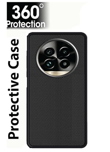 Image of Back Cover Case for Realme 13 Pro 5G | Realme 13 Pro Plus 5G Slim & Lightweight | Ultra-Premium Dotted Design | Camera Protection Bump | Fabric Texture Back Case Cover (PC & TPU, Black)
