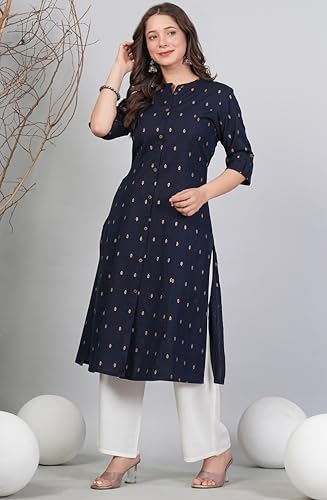 Image of rytras Women Woman Pure Cotton Printed A-Line Kurta Sets with Palazzos|Kurti Set for Woman|Cord Set for Women Cotton