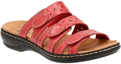 Clarks Clarks Women's Leisa Cacti Q Slide Sandal, Red Leather, 9 Wide