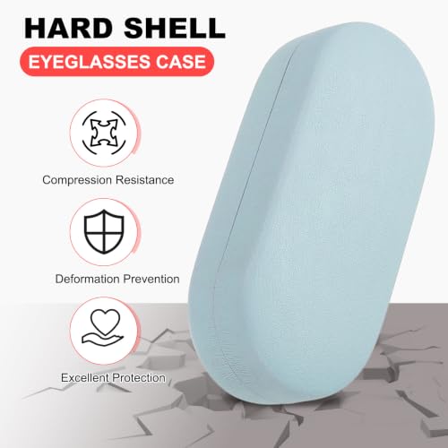 Image of PATIKIL Hard Shell Eyeglasses Case, PU Leather Large Glasses Case Litchi Grain Protective Sunglasses Organizer