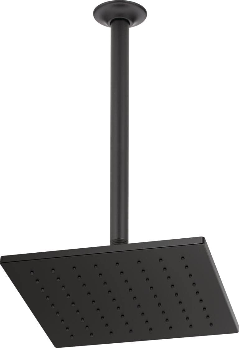 Delta Faucet Rain Shower Head, Rainfall Shower Head, Matte Black Shower Head Rainfall, Metal Shower Head, Ceiling Mount Shower Head, Matte Black (Shower Arm Included)