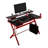 JJS 48" Escritorio de Ministerio del Juego de la computadora con el Soporte del Monitor Desmontable, en Forma de r Grande Gamer estación de Trabajo pc Tabla Copa Titular con Gancho para