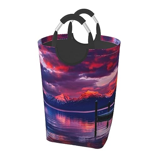 Schöner Wolken-Wäschekorb, der aufsteht, wasserdicht, zusammenklappbar, Wäschesammler, Organizer mit Griff für schmutzige Kleidung (50 l)