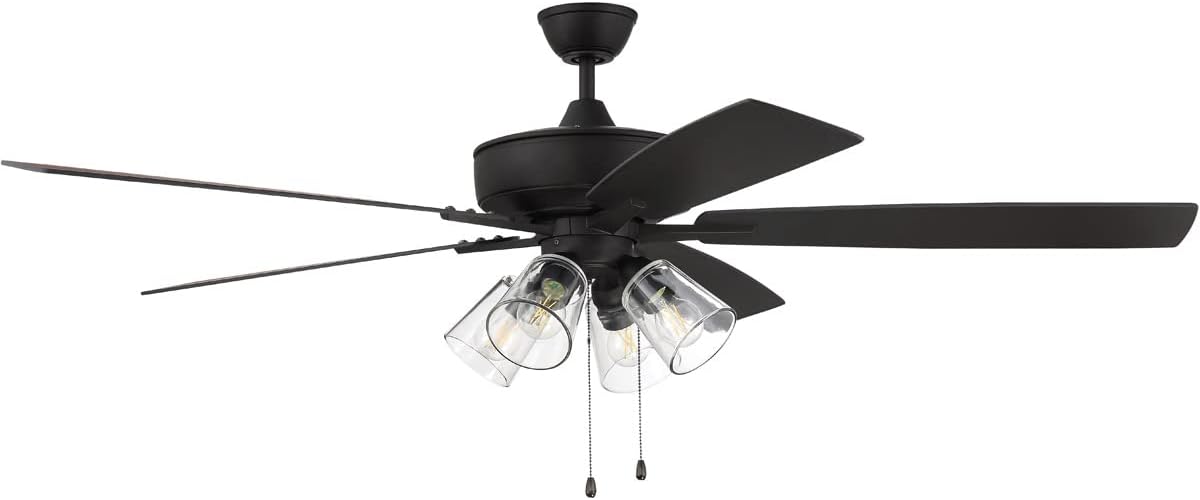 Craftmade S104ESP5-60ESPWLN Super Pro 60" Ceiling Fan with LED Lights & Pull Chain, 5 Reversible Espresso/Walnut MDF Blades, Espresso