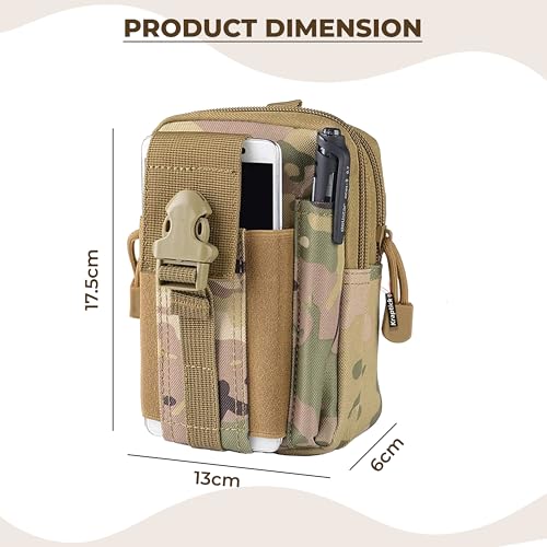 Image of Kraptick Multi-Purpose Water Resistant Waist Bag with Dual Compartment, Waist Bag Mobile Phone Holder, Waist Pack for Men, Women Camping Hiking Pouch (CP Camouflage)