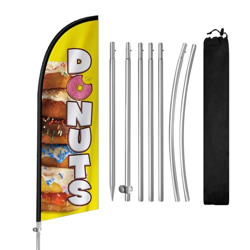 Drapeau en forme de beignets, kit mât de pavillon et sac portable pour attirer l'attention en rue