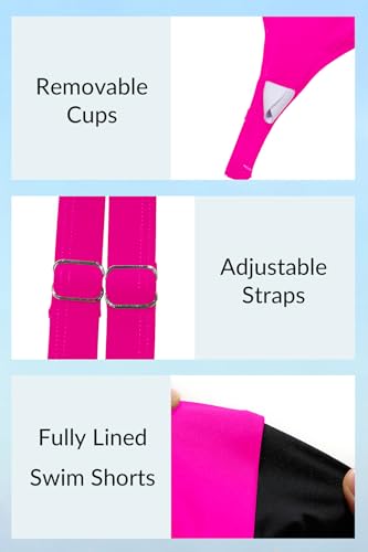 Image of Yonique Blouson Tankini Swimsuits for Women 2 Piece Bathing Suits Tops with Boyshorts Modest Loose Fit Swimwear