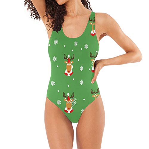 Ladninag Womens Swimsuits Christmas Reindeer Pattern One Piece Tankini Girls Monokini
