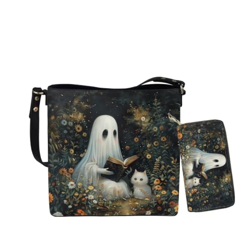 Image of HUGS IDEA Leather Purses and Handbag for Women Bucket Bag with Wrist Wallet 2 Packs