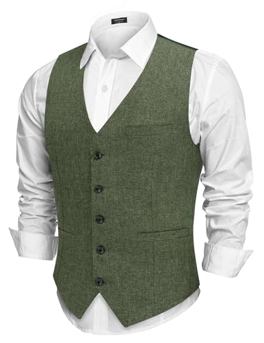 COOFANDY Men Casual Suit Vest Formal Dress Vest Slim Fit Waistcoat Business Wedding