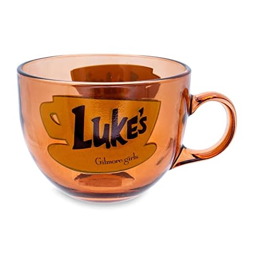 Silver Buffalo Gilmore Girls Luke's Diner Glass Mug | Large Coffee Cup For Espresso, Tea, Mocha | Holds 16 Ounces