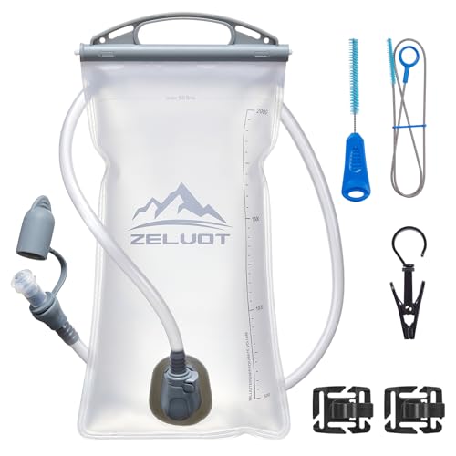 Zelvot 2L-3L Hydration Bladder Kit 6 in 1 Water Bladder for Hiking Backpack BPA Free Leakproof Water Storage Bladder with Cleaning Kit Water Pouch Hydration Pack (White 2L + Cleaning Kit)
