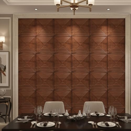Image of Kayra Decor 3D PVC Wall Panels for Bedroom & Living Room | Line Design | Blackwood Color | 19.7 x 19.7 Inch | Pack of 40 | 107.60 Sq Ft