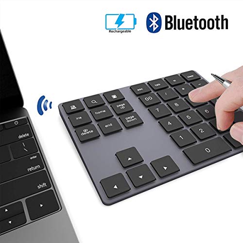Preisvergleich Produktbild SHIYN Drahtlose Bluetooth-Zehnertastatur, Aluminium-Pad 34 Tasten Externe Nummer Tastaturkürzel Dateneingabe, Für Computer Tablet Smartphone