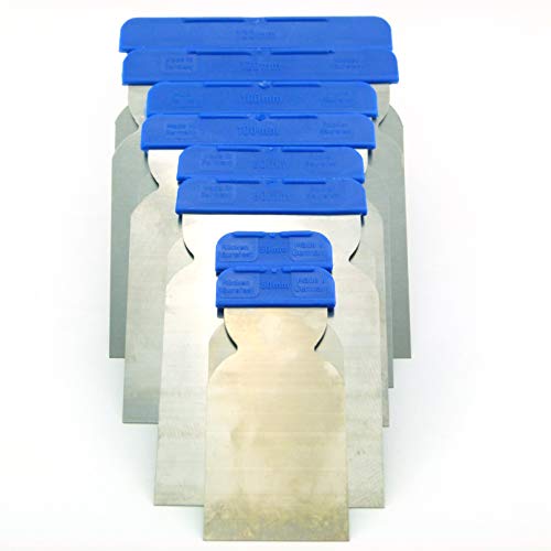 Japanspachtel Set aus Stahl mit 8 flexiblen Blättern in verschiedenen Breiten