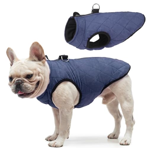 Image of SCENEREAL Winter Dog Vest Coat with Harness Built in | Warm Puppy Jacket for Small Medium Dogs, Cold Weather Coat with Zipper, Fleece Puffer Vest Windproof Snow Clothes