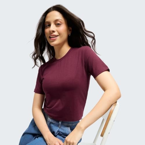 Image of Wellbi Women's Bamboo Crop Top, Soft & Breathable Moisture-Wicking Fabric, Stretchy Eco-Friendly Crop Top for Girls, Lightweight Comfortable Top, Yoga, Gym & Casual Use