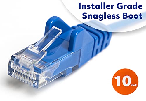 Intellinet Slim Cat6 Ethernet Network Patch Cable – 10-Pack - Snagless Boot, Heavy Duty, Utp 30Awg Pure Bare Copper Wire, Gold-Plated Contacts, Lifetime Mfg Warranty - 3Ft, 10 Pack, Blue #TOP1
