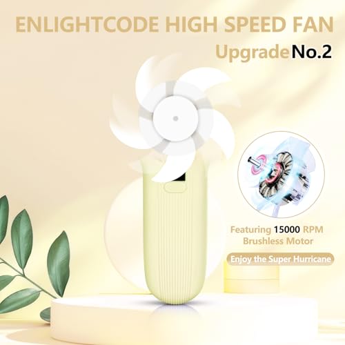 15000RPM Handheld Fan with 5000mAh Battery - High-Speed Portable Fan, 5 Adjustable Speeds, USB Rechargeable, Extra Strong Wind Mini Fans for Travel, Office, Outdoor - Gift for Women/Men/Kids (Khaki) — view 3