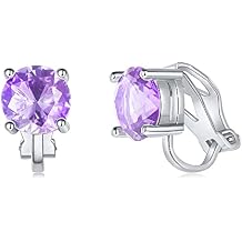 LAVINA Brilliant Cut 2 Carat Classic Trendy CZ Solitaire Clip On Earrings Silver Tone Hypoallergenic Minimalist Earrings For Women Men