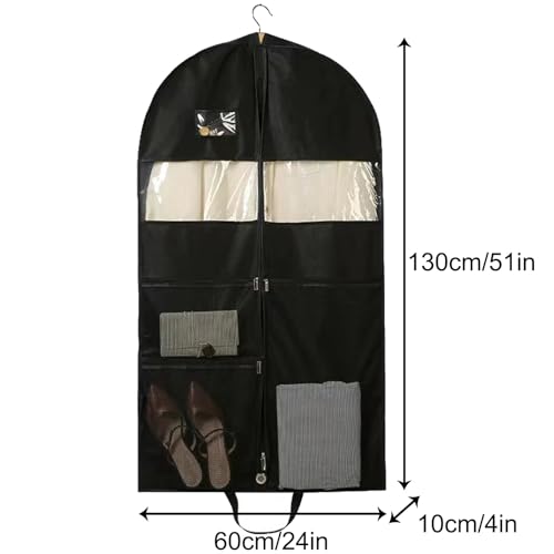 Garment Bags, Hanging Clothes Bag with Zipper Garment Bag for Travel, Closet Storage, Coat, Dress, Shirts Coat Covers for Closet(130x10x60cm/51x4x24in)2