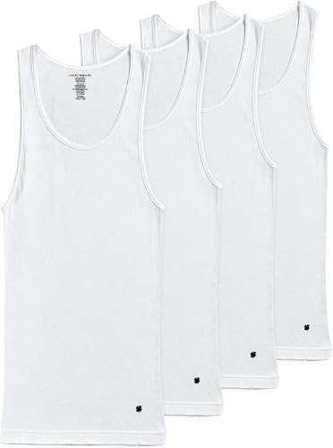 Lucky Brand Mens Tank Top Undershirt - 4 Pack Breathable Cotton Mens Undershirts - Tagless Sleeveless Shirts for Men (S-XL)