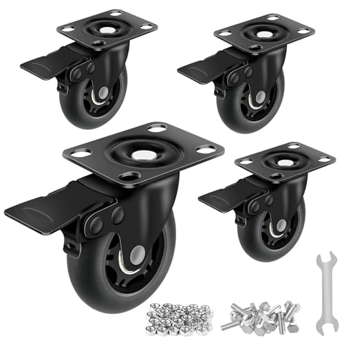 3" Ensemble de roulettes 4 ,4 Caster silencieux lourd, Max Charger 2000LBS. Convient pour faire Soft Wheels pour le panier ,Caster Wheel Glide Calmement et protéger le plancher, roulettes 4 Lourds