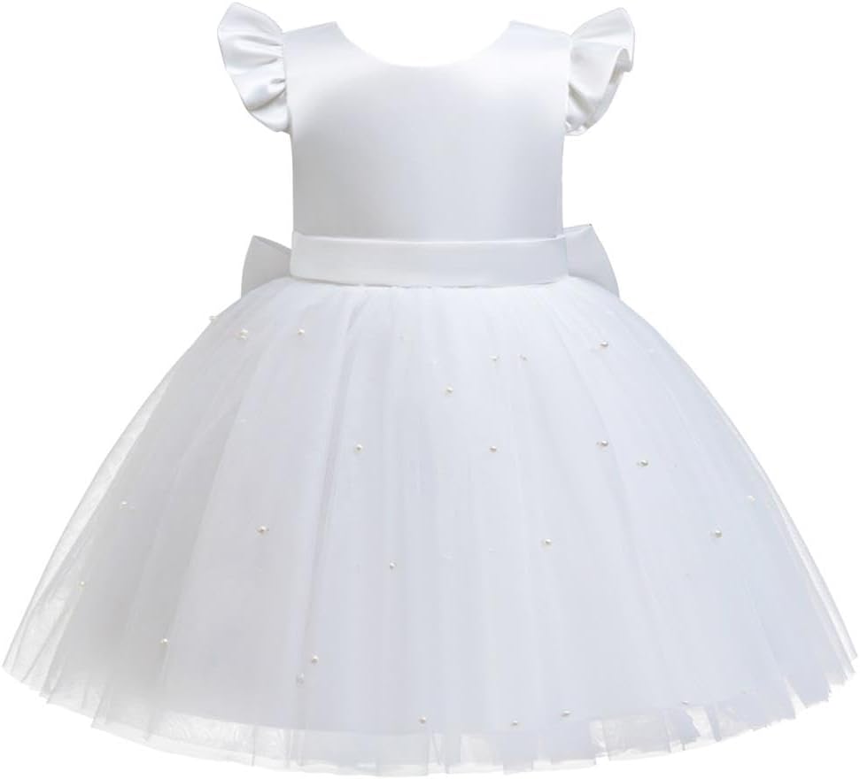 Dressy Daisy Baby Toddler Little Girls' Special Occasion Dress Wedding Pageant Flower Girl Birthday Party Gown with Pearl