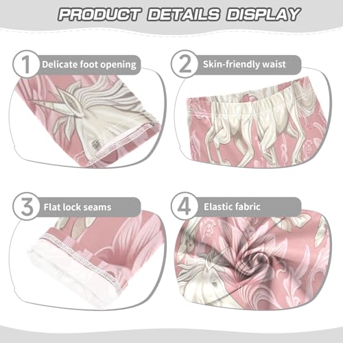 Bolaz Toddler Girls Leggings Printed Yoga Pants Leggings White Horse Pink Flower for Kids3