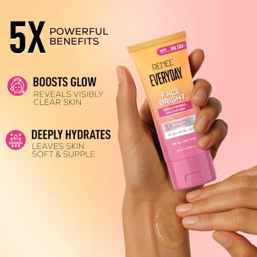 Image of RENEE Everyday Face Bright Gentle Face Wash For Fresh, Clean Skin | Hydrates, Brightens Skin, Reduces Oil | With Vitamin B3, B5, and C | Facewash for Women & Men of All Skin Types | 60 Ml