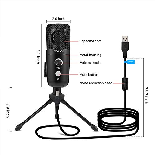 Usb Plug&Play Computer Microphone, Fduce Professional Studio Pc Mic With Tripod For Gaming, Streaming, Podcast, Chatting, Youtube On Mac & Windows(Black) #TOP2