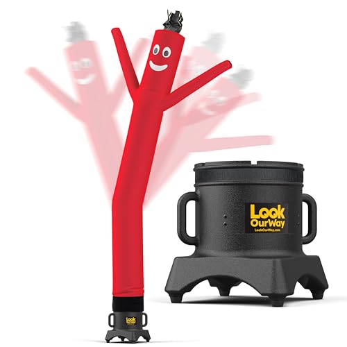 Image of LookOurWay Air Dancers Wacky Waving Inflatable Tube Man Set - 10 Feet Tall Inflatable Dancing Man with Blower - Red