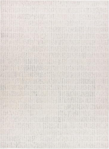 RUGORIA Hand-Tufted 100% Wool Area Rug – Unique Modern Geometric Grid Pattern, Soft Plush Textured Carpet for Living Room, Bedroom, Dining Room & Entryway (Grey,Beige, 9' x 12')