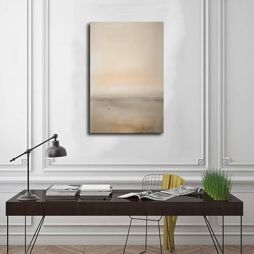 Toile abstraite beige pour apaiser les murs du salon - 3