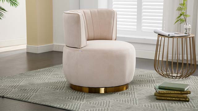 Sillón giratorio redondo moderno naranja terciopelo miniatura 7