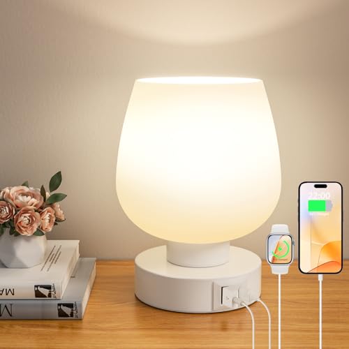 Touch Table Lamp for Nightstand - Bedside Lamp with USB...