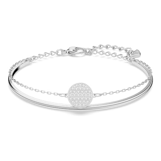 Swarovski Bracelet-Jonc Ginger, Blanc, Métal Rhodié
