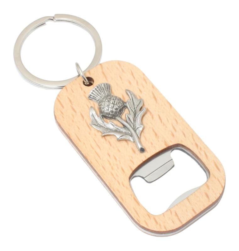 Macbeth Thistle Keyring Bottle Opener Wooden Stainless Steel Key Chain Gift 722