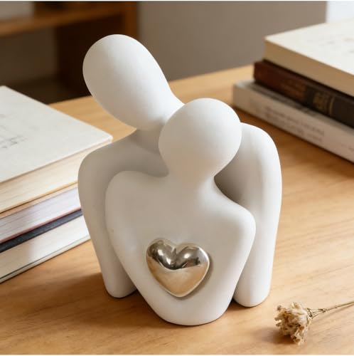 Mini estatua pareja abrazándose, decoración romántica cerámica miniatura 1
