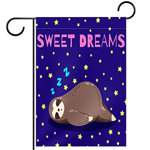 Drapeau de jardin paresseux Sweet Dream imprimé double face en polyester pongé 30x45 cm