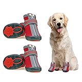 SunteeLong Dog Boots Adjustable Dog Shoes Durable Waterproof Non-Slip Pet Dog Boots with Reflective...