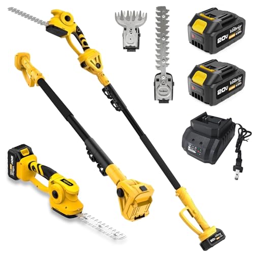 Volbriar 2-in-1 Cordless Pole Hedge Trimmer & Grass Shear, 14FT Reach
