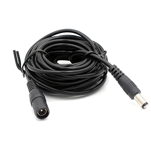 Vanxse 5Meters 15FT 2.1mm x 5.5mm DC 12V Power Extension Cable 12 Volt Power Supply Adapter Extension Cord Female to Male Plug for CCTV Security Camera IP Camera Standalone DVR LED Strip Lights
