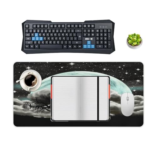 Starry Night Black Tree Art Desk Pad impermeable y antideslizante miniatura 4