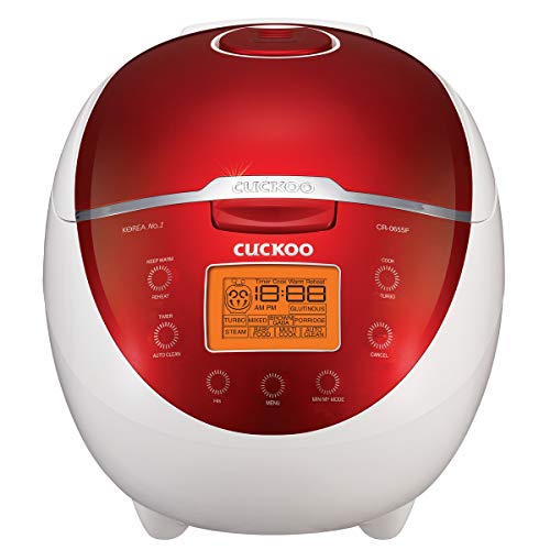 CUCKOO CR-0655F | 6-Cup (Uncooked) Micom Rice Cooker | 12 Menu Options: White Rice, Brown Rice & More, Nonstick Inner Pot, Designed in Korea | Red/White