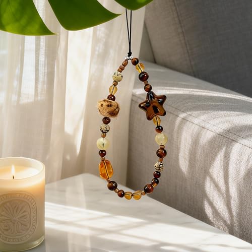 Image of Cute Beaded Camera Wrist Strap for Phone, Digital Camera Charm Lanyard, Pearl Beaded Chain for Bag Keychain Gift