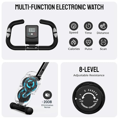 Folding Exercise Bike Magnetic Resistance,8-Level Resistance Adjustment, 330LB Capacity 5-in-1 Stationary Bike, Enhanced Comfort Design Ideal for the Entire Family - Image 4