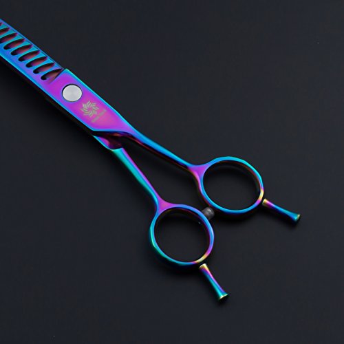 6.5"/8.0'' Professional Chunker Shear Twin Tail Downward Curved Pet Grooming Thinning/Blending Scissors Dog&Cat Grooming Chunkers Shear (8 Inches) #TOP3